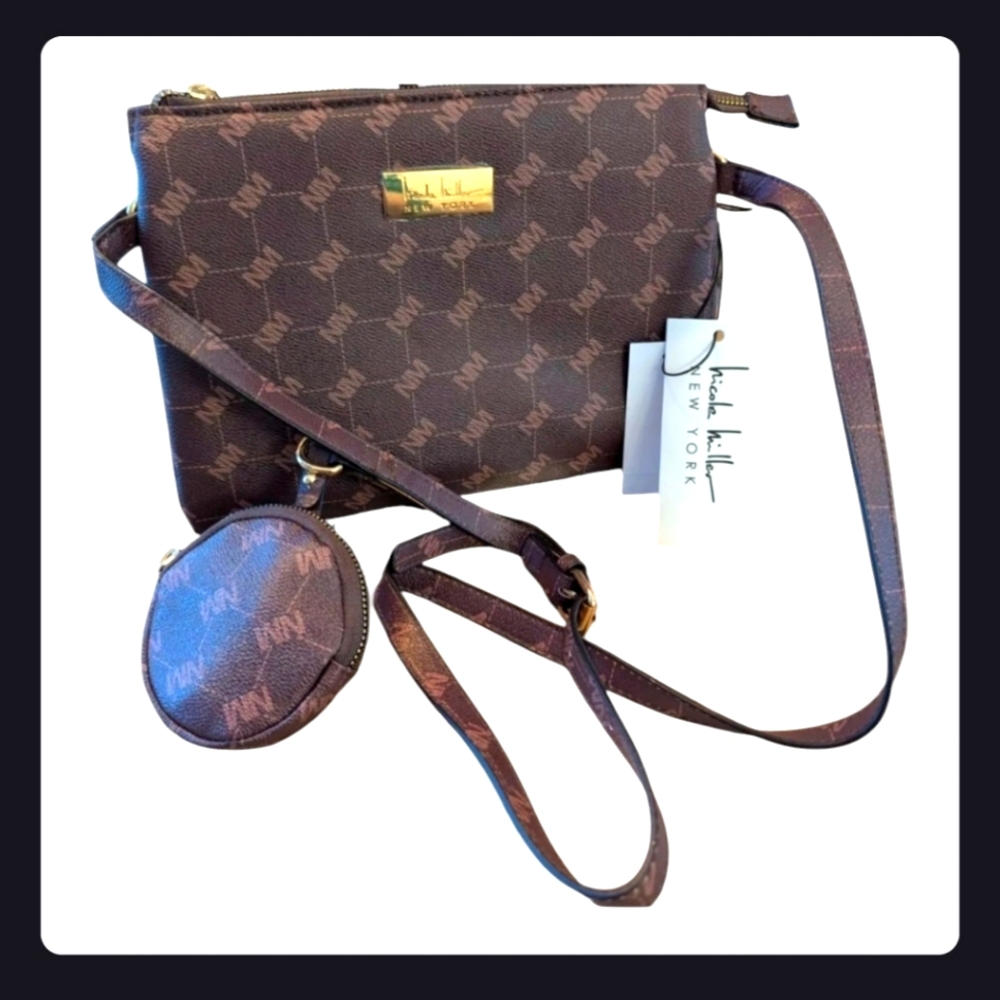 NWT Nicole Miller New York Vegan Logo Tablet IPAD Mini Crossbody Airpod Case